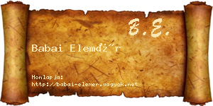 Babai Elemér névjegykártya